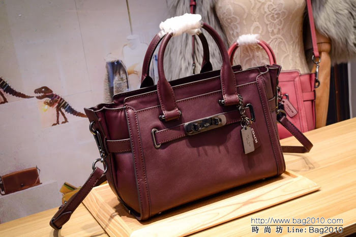 COACH蔻馳 代購正品 Coach新款 swagger27 專櫃新款 光面牛皮 手提斜挎包 F12111  Chz1344